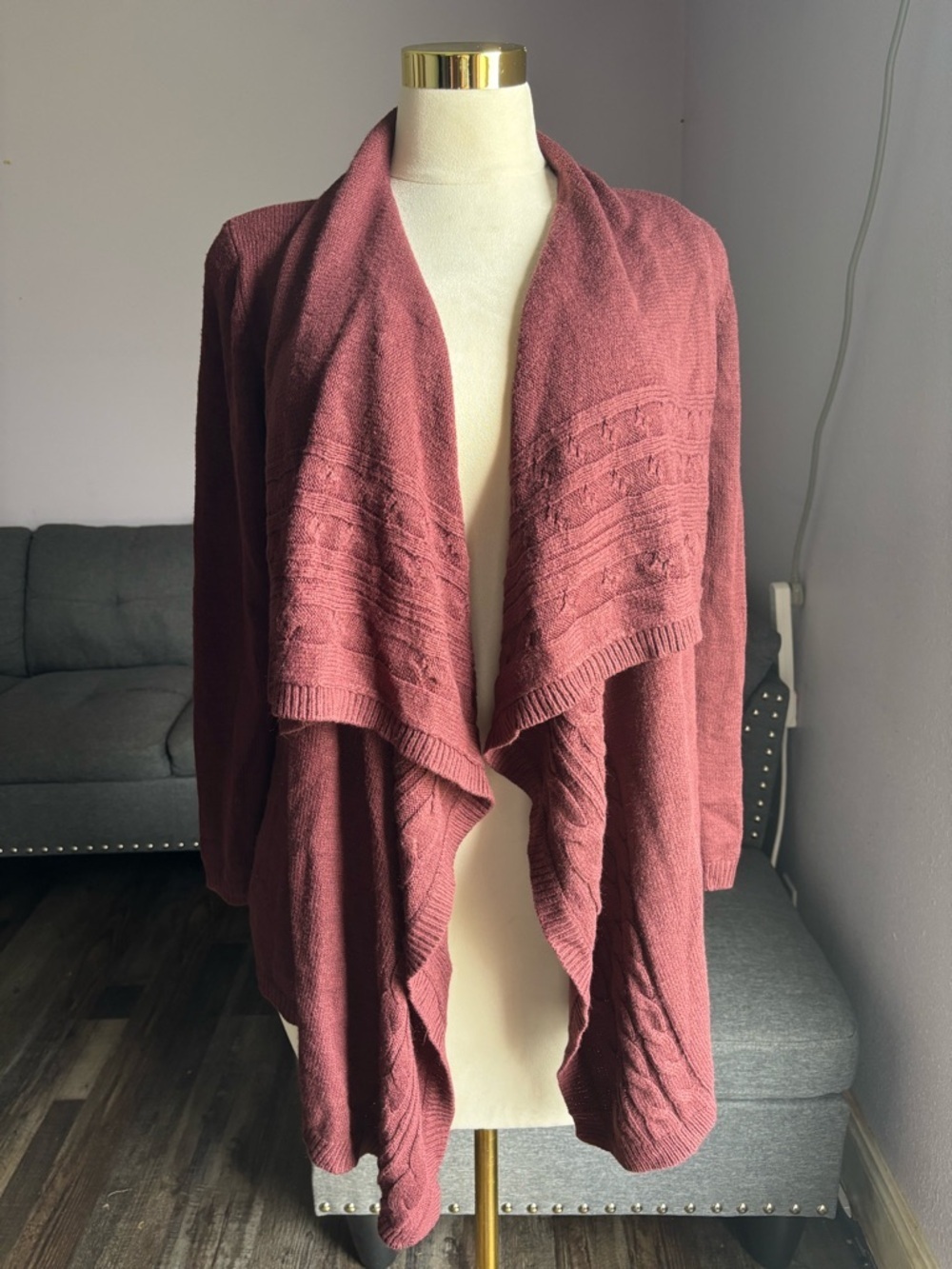New York & Company Draped Open-Front Sweater Cardigan - Rose